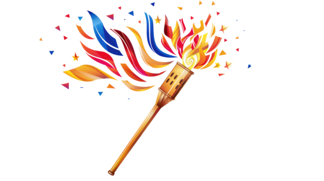 Torch flame icon or symbol design on transparent