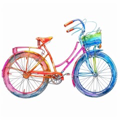 Fototapeta premium Watercolor illustration clipart of a peace sign painted in rainbow colors with a dripping paint effect