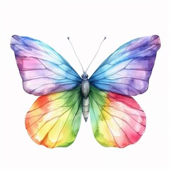Fototapeta premium Watercolor illustration clipart of a vibrant rainbow flag flowing gracefully