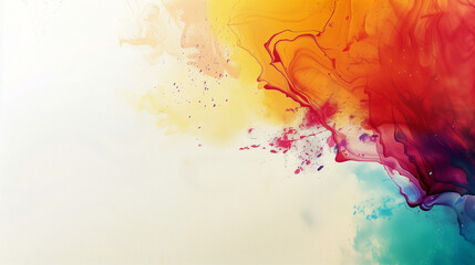 Colorful background with copy space, beautiful colorful watercolor splash paint explosion, on white background.