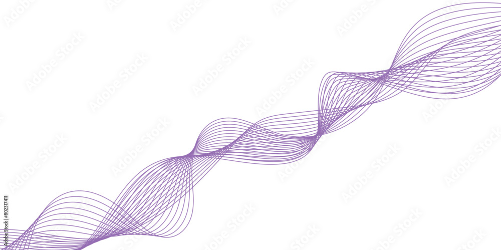 Poster purple lines and white background abstract wave lines for banner, wallpaper background. abstract wav