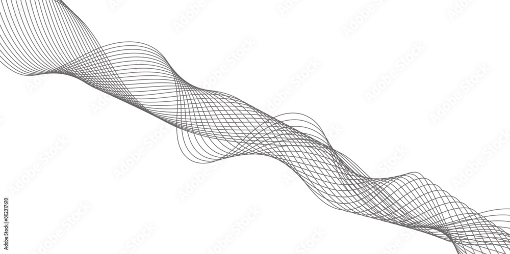 Poster black lines and white background abstract wave lines for banner, wallpaper background. abstract wave