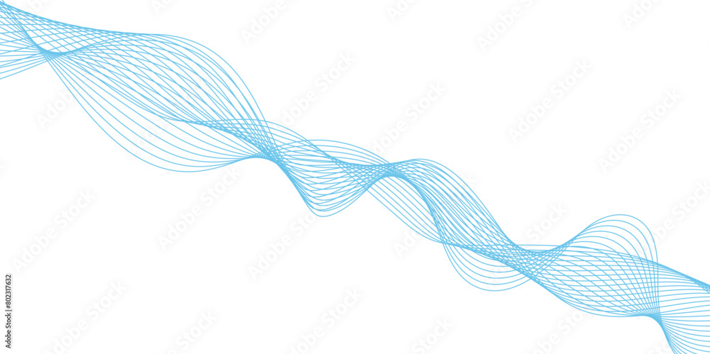 Poster blue lines and white background abstract wave lines for banner, wallpaper background. abstract wave 