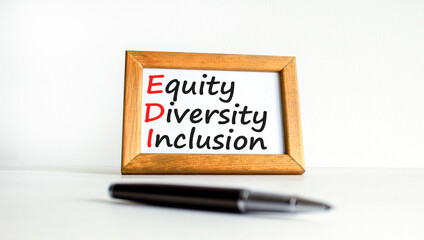 EDI equity diversity inclusion symbol. Concept words EDI equity diversity inclusion on beautiful...