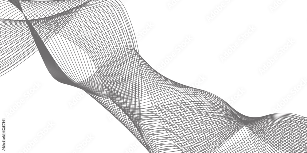Poster black lines and white background abstract wave lines for banner, wallpaper background. abstract wave