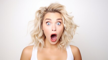 beautiful woman exited surprise face expression . female feels shocked. exciting smile and happy adorable rejoices. Very enjoy and fun relax time. wow, girl holding smartphone. Smile