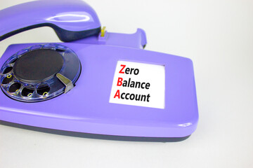 ZBA zero balance account symbol. Concept words ZBA zero balance account on beautiful old disk...