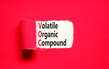 VOC volatile organic compound symbol. Concept words VOC volatile organic compound on beautiful...