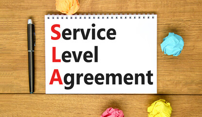 SLA service level agreement symbol. Concept words SLA service level agreement on beautiful white...