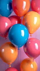 Colorful background with minimalist balloons for a party, playful and bright