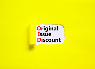 OID original issue discount symbol. Concept words OID original issue discount on beautiful white...