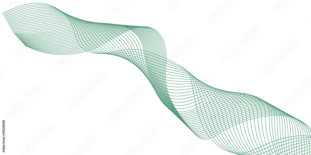 Poster green lines and white background abstract wave lines for banner, wallpaper background. abstract wave