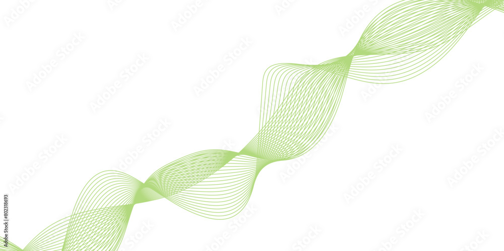 Poster green lines and white background abstract wave lines for banner, wallpaper background. abstract wave