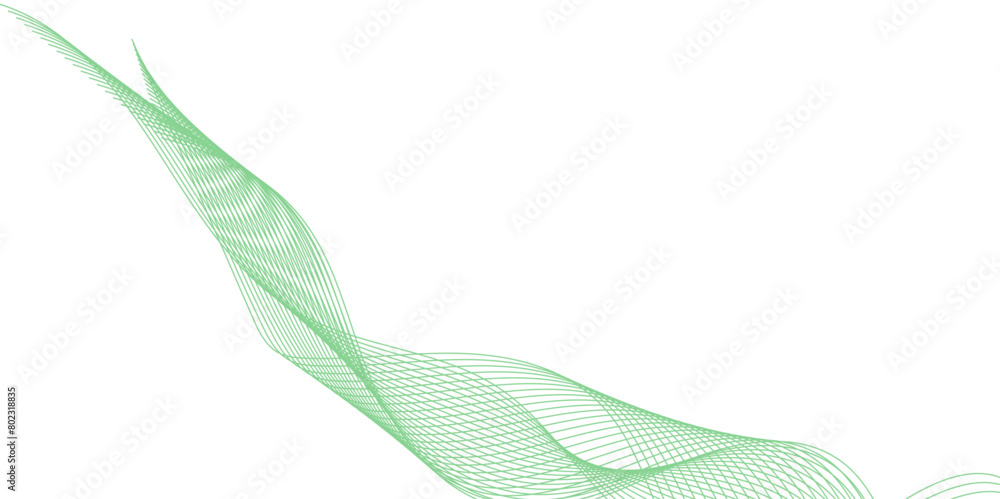 Poster green lines and white background abstract wave lines for banner, wallpaper background. abstract wave