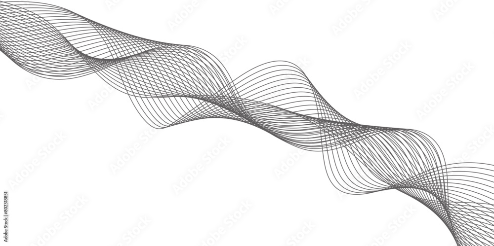 Poster black lines and white background abstract wave lines for banner, wallpaper background. abstract wave