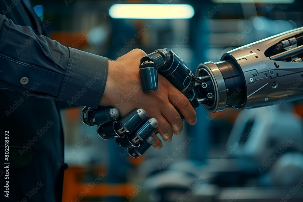 Aufkleber futuristic technology and business partnership handshake concept with digital elements