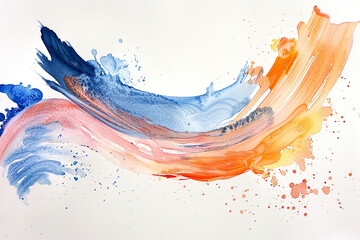 Multi-colored watercolor abstract painting on a white background