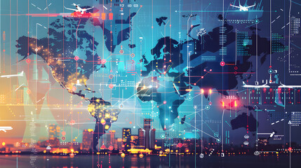 Color-Coded Global Airline Flight Paths and Schedules on a Stylized World Map