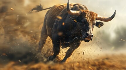 The bull ran wildly.