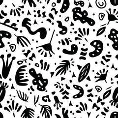Black & white craft e art doodle vector pattern flat simple design