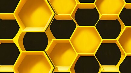 Abstract yellow hexagon or honeycomb background AI Generated.