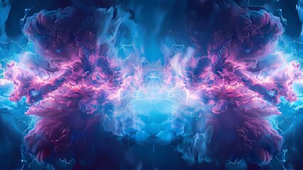 Abstract digital art in blue and pink resembling lightning for a battle . Concept Abstract Art, Digital Art, Blue Lightning, Pink Lightning, Battle Themes