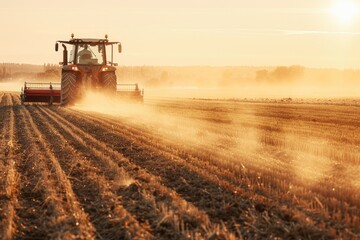 Golden Harvest Dance: Combine Cutting Through Ripe Grain Fields