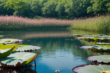 Lotus flower in river