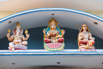 Ganesha, Goddess and Acharya. Characters of Indian religious history at the Hindu temple in...