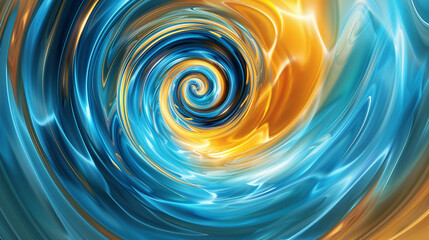 dynamic circular swirls of cerulean and saffron, ideal for an elegant abstract background