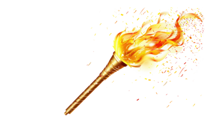 Torch flame icon or symbol design on transparent