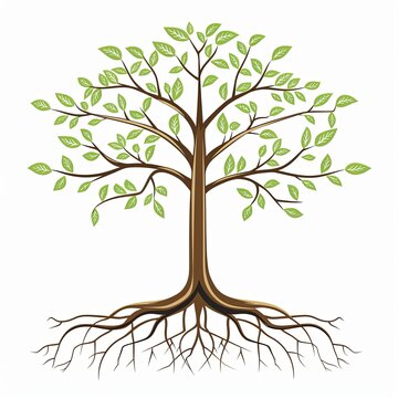 recommend clip art: vector tree with roots clip art, white background