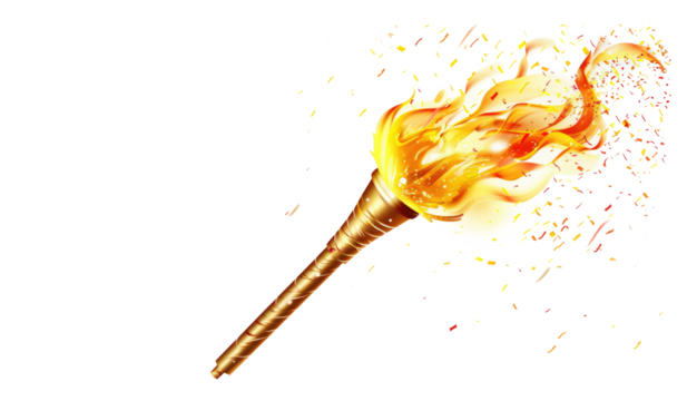 Torch flame icon or symbol design on transparent