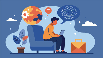 A person attending a session of cognitive behavioral therapy working to challenge and reframe negative and selfdestructive thought patterns associated. Vector illustration