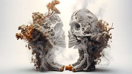 abstract illustration concept of Cigarettes destroy health on world no tobacco day.