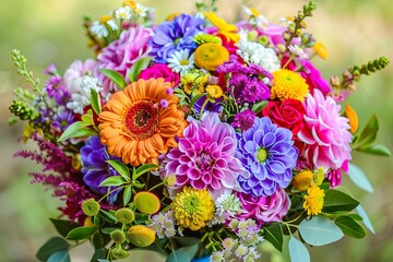 Bouquet of colorful bright flowers 