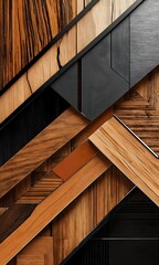 Abstract geometric wooden panel design. - obrazy, fototapety, plakaty
