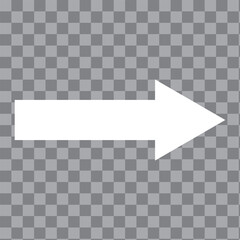 white arrow icon on transparent background. eps10