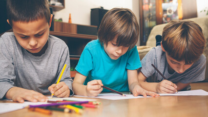 Happy school children having fun together