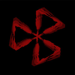 Vector black red abstract op-art art element. Optics, visual arts, artistic elements, spirals.