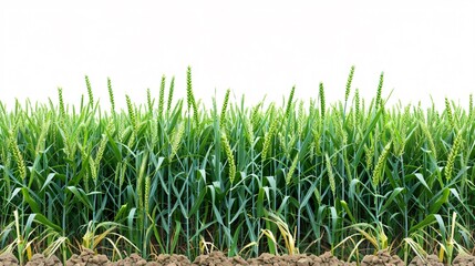 Fototapeta premium A field of green grass with a white background
