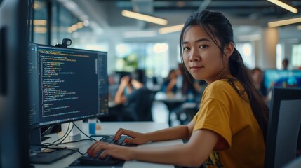Filipino Female Software Developer at Work