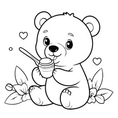 Adorable Bear doodle for toddlers.eps