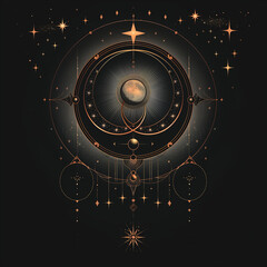logo of the moon and sun with sacred geom