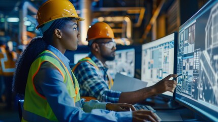 Engineers Monitoring Production Data