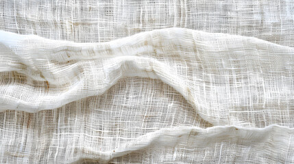 White cotton fabric cloth natural hand-woven burlap texture linen textile background. Generative AI.