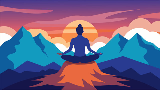 A person in a meditation pose on a mountaintop their face filled with peace and enlightenment as they experience a breakthrough in their mental.