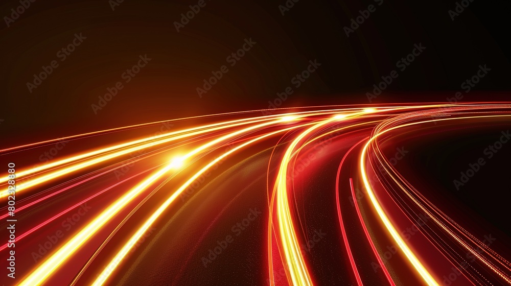 Poster vibrant light trails in motion: abstract glowing lines creating dynamic energy