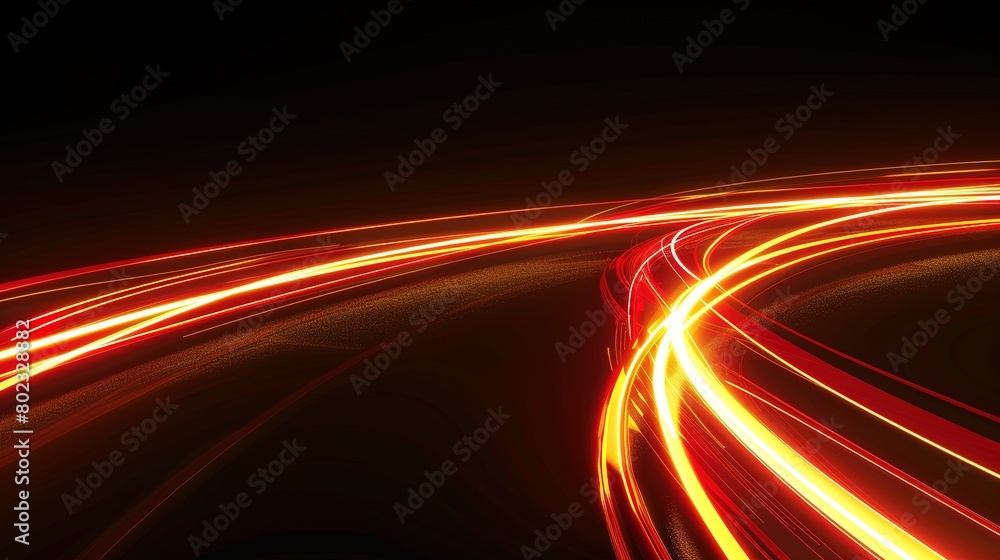 Poster vibrant light trails in motion: abstract glowing lines creating dynamic energy