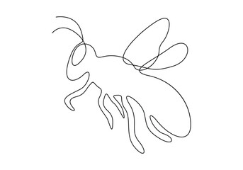 Honey bee continuous single line drawing vector illustration. Premium vector 